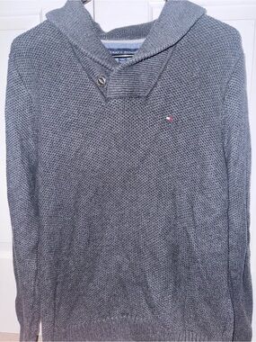 Tommy Hilfiger Men's Gray Turtleneck Shawl Sweater